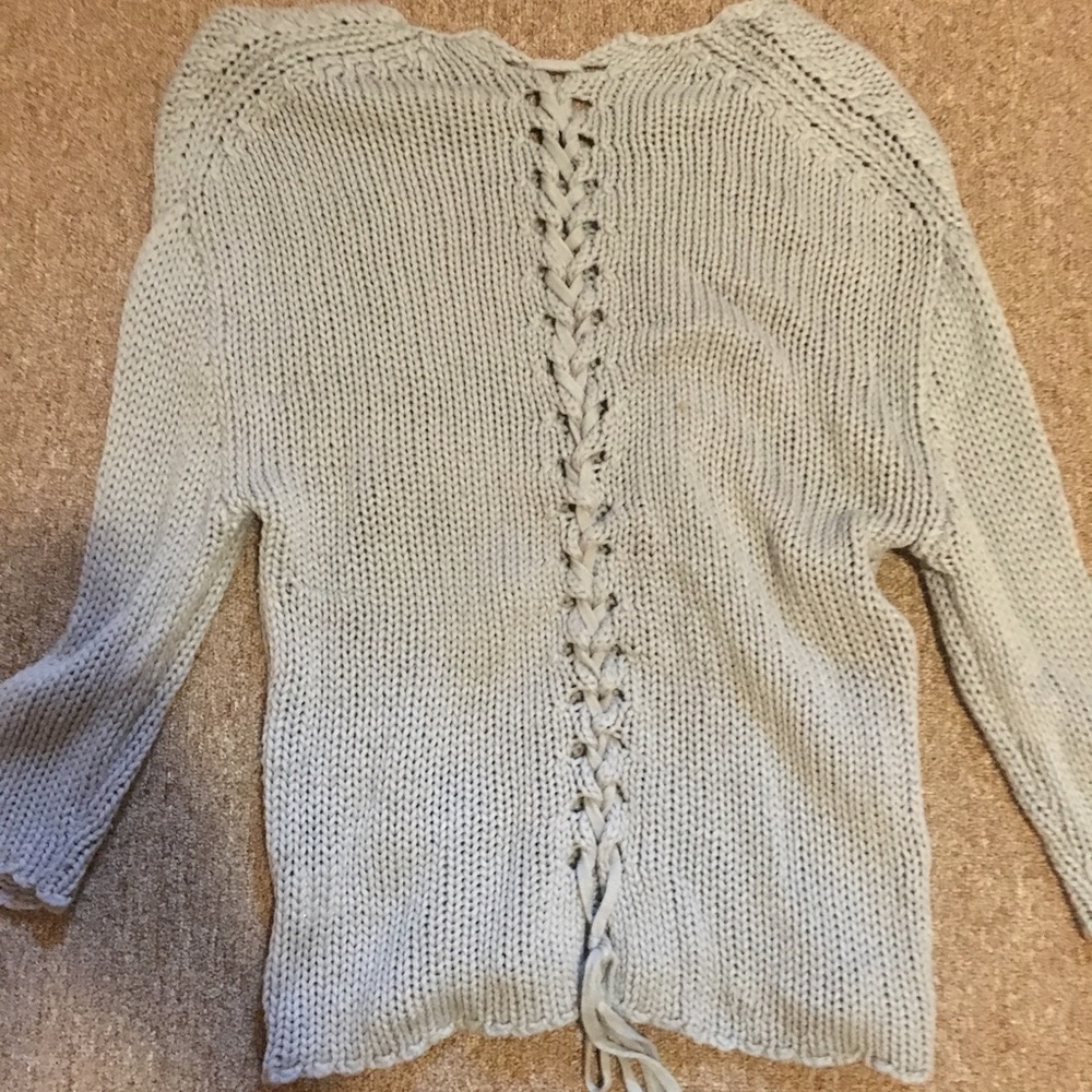 Light grey tie back sweater